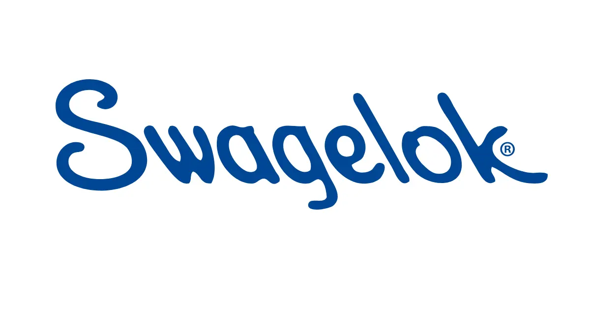 Text reading "Swagelok" in blue, stylized font on a white background.