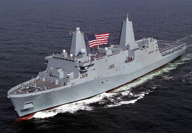 Navy Ship with US Flag