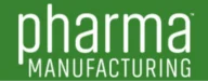 Green background with the words "pharma MANUFACTURING" in white text.